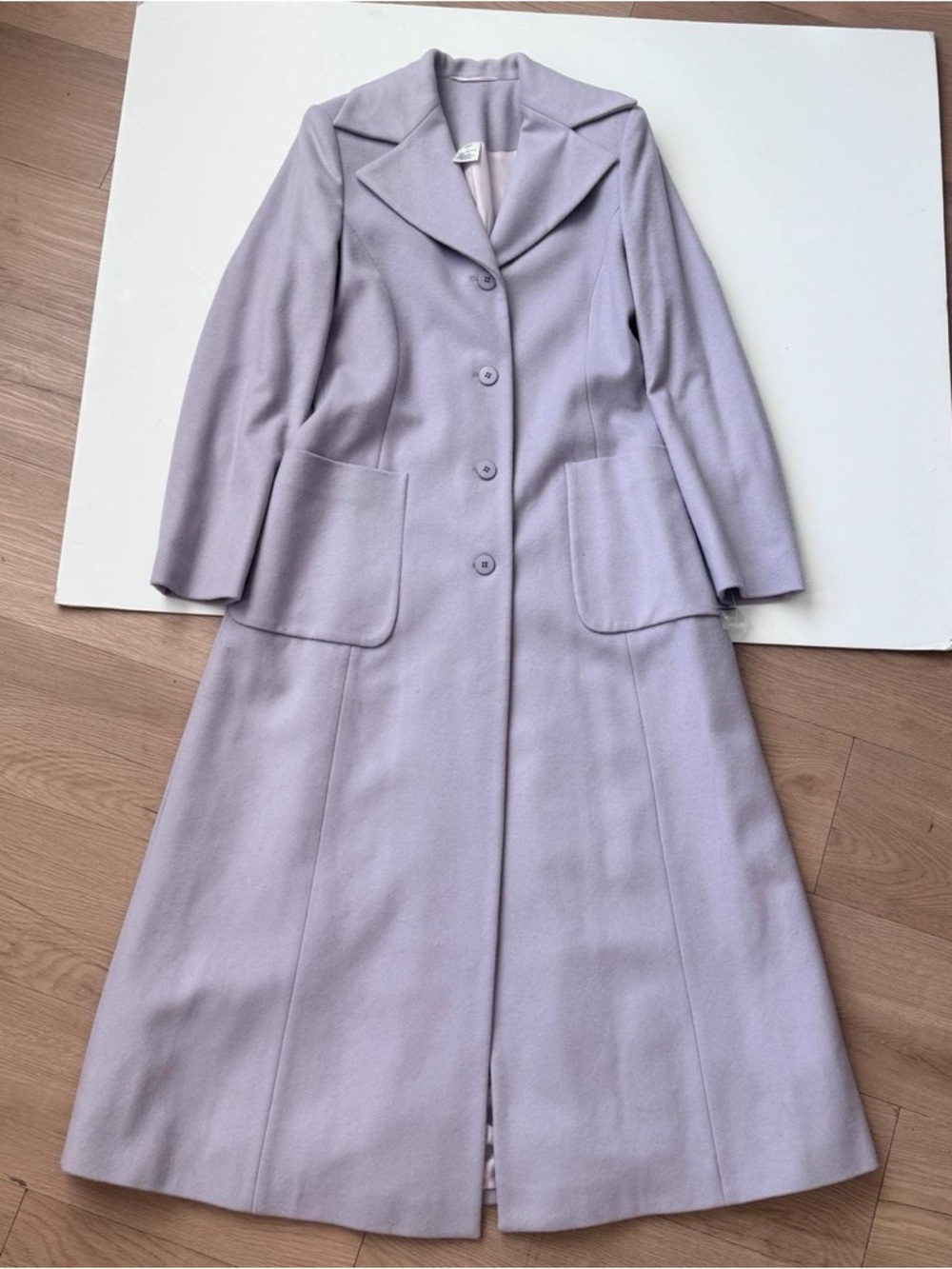Vintage Jacket Long Trench 6 Wool Overcoat Chic Minimalist 90s Lilac Purple